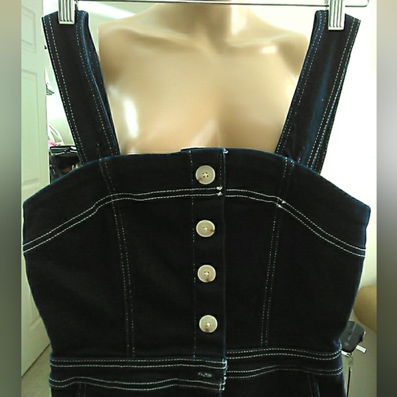 LK. NEW ANTHROPOLOGIE MAUVE ๐ ๐BLUE Denim Women's Overall Shorts SZ. 6 OMG! - Picture 11 of 12